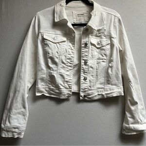 Wax Jean White Distressed Denim Jacket Sz S